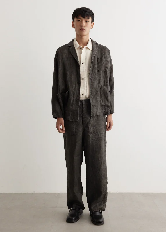 Sumi Dyed Linen Simple Work Jacket