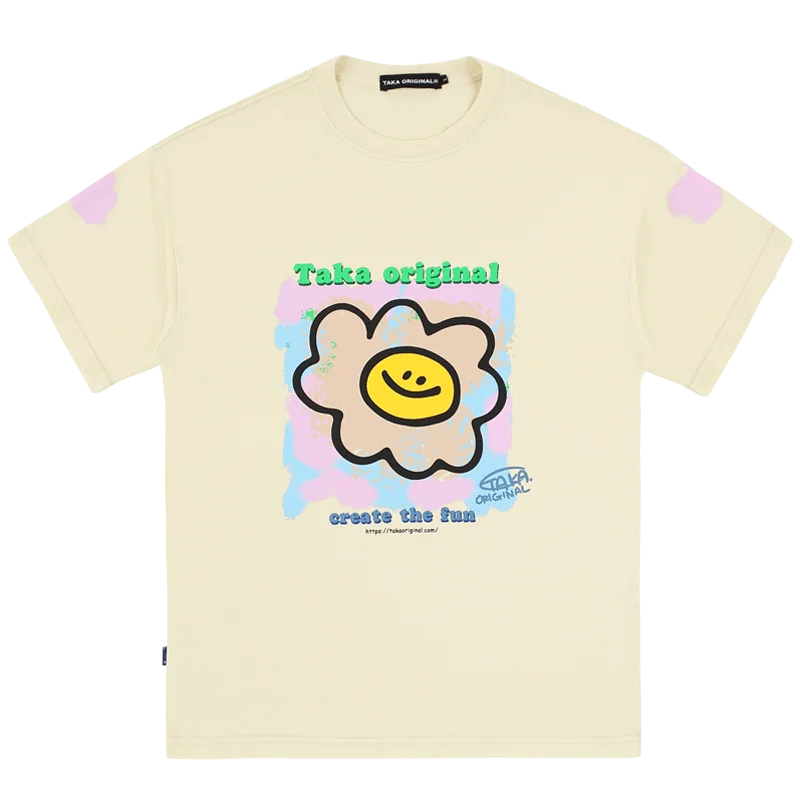 TAKA Original Fun Growing Daisy impressionist Earth Tone T-shirt