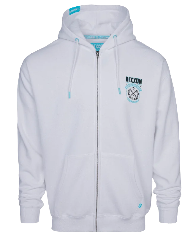 Tiffany & White Weld Zip Up Hoodie - White