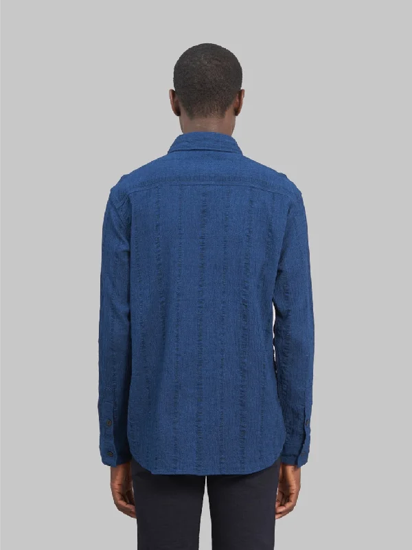 UES Twisted Yarn Triple Stitch Indigo Shirt