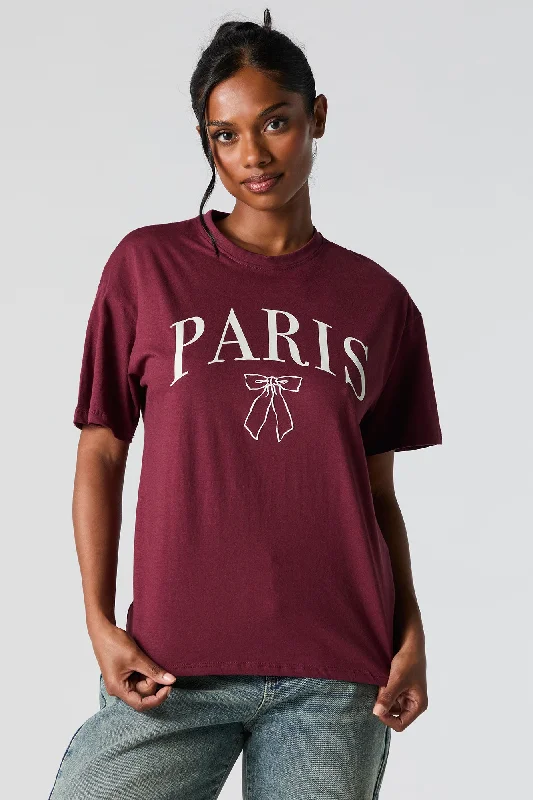 Paris Bow Graphic Boyfriend T-Shirt