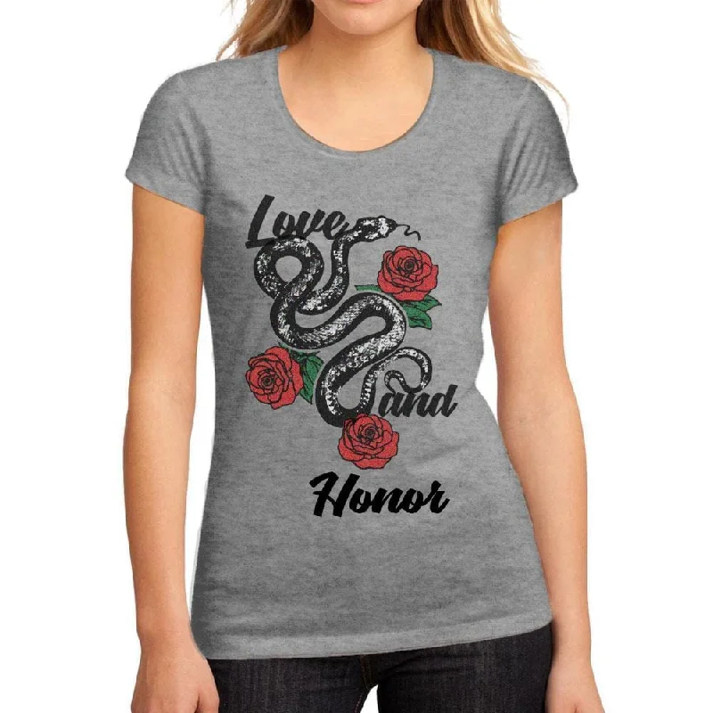 Women's Low-Cut Round Neck T-Shirt Love and Honor Grey Marl