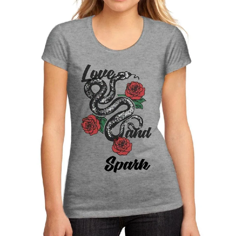 Women's Low-Cut Round Neck T-Shirt Love and Spark Grey Marl