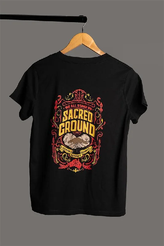 Vintage Sacred Ground Classic Black Cotton Crew Neck Women's T-Shirt