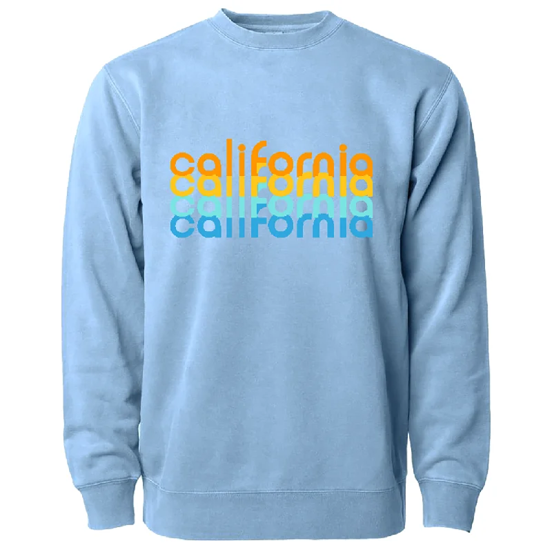 California Repeat Text Pigment Dyed Crewneck Light Blue