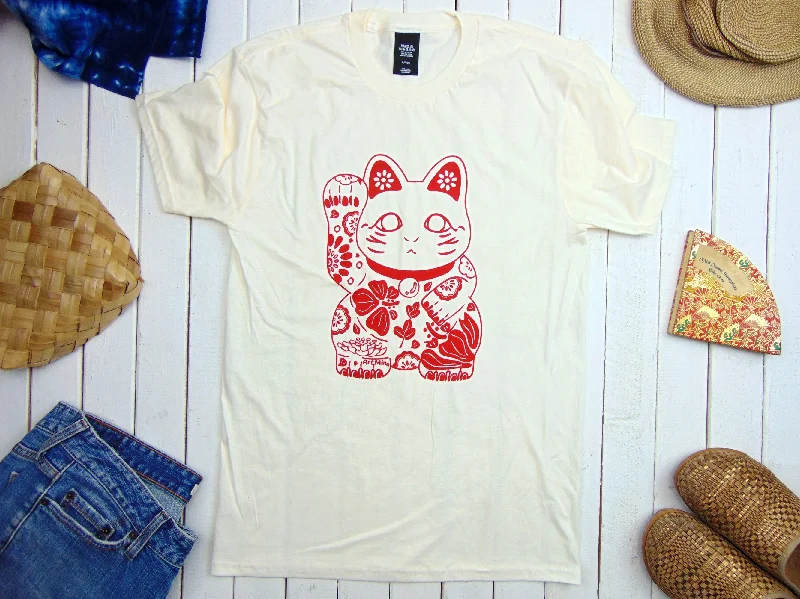 Soft Unisex Aloha Lucky Cat Tee ""Hawaiian Maneki Neko""