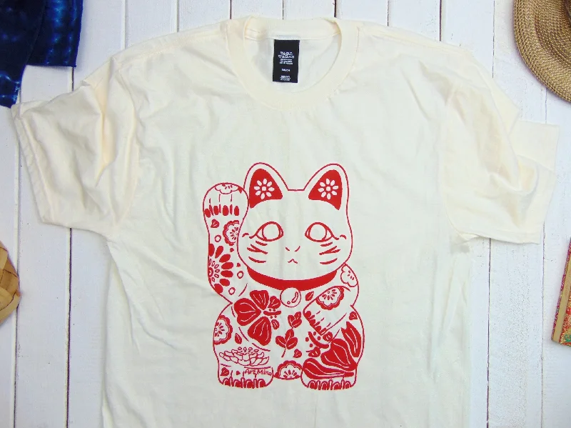 Soft Unisex Aloha Lucky Cat Tee ""Hawaiian Maneki Neko""