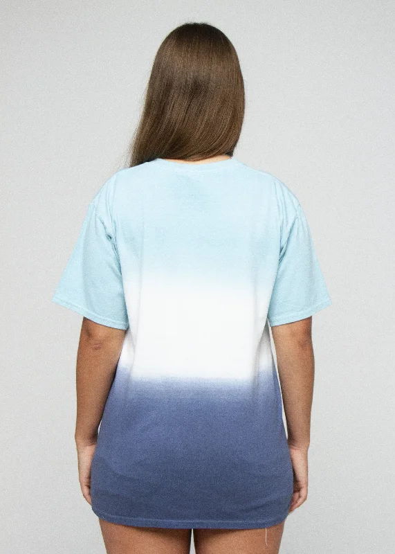 Aqua White Navy Dip Dye T-Shirt