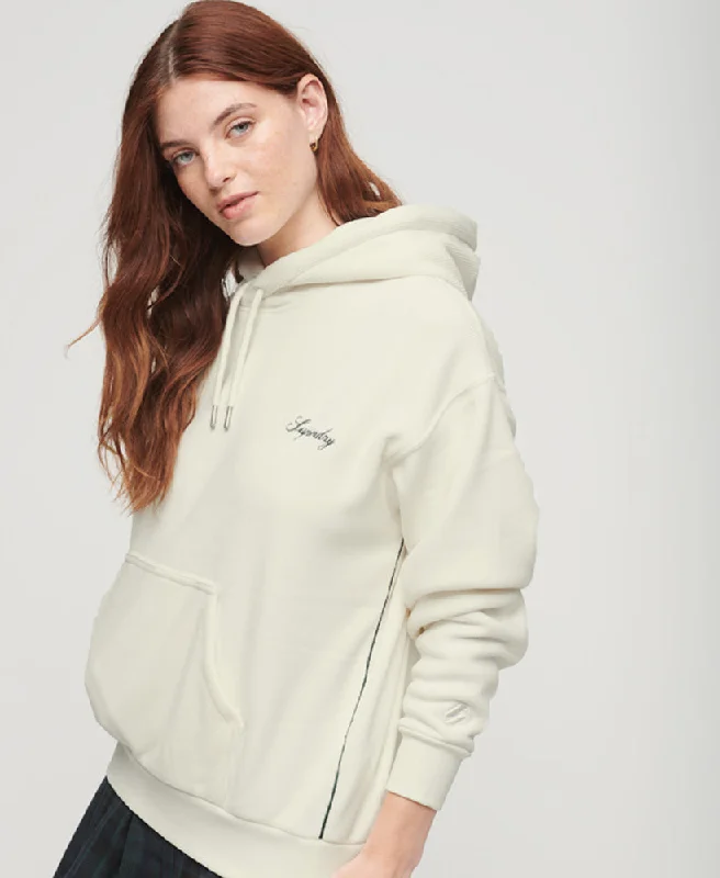 Drop Needle Velour Boxy Hoodie | Off White