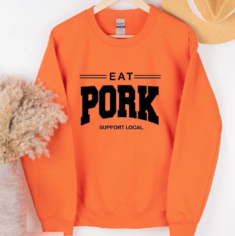 Eat Pork Support Local Black Ink Crewneck (S-3XL) - Multiple Colors!