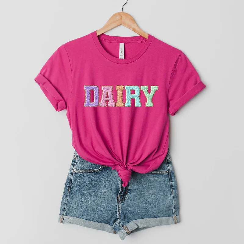 Faux Chenille Dairy T-Shirt (XS-4XL) - Multiple Colors!