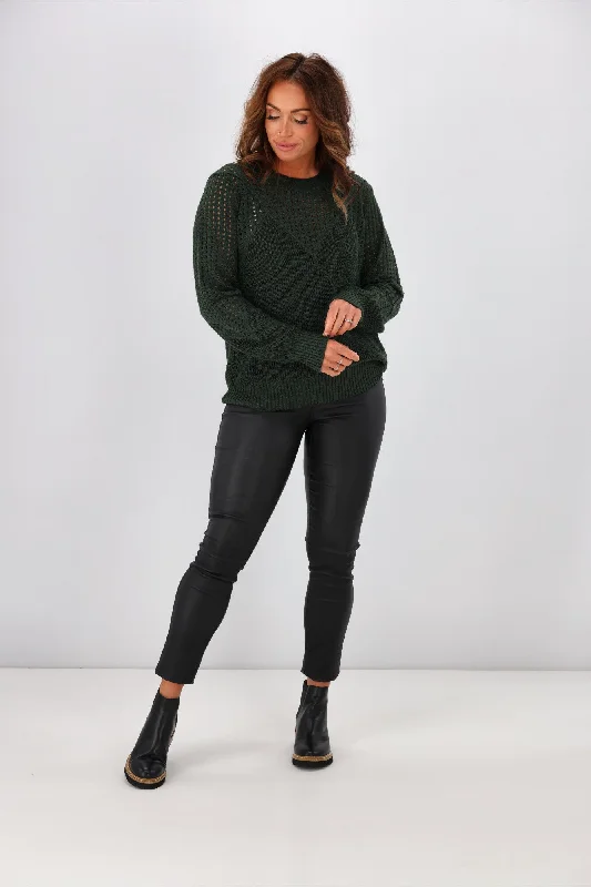 Gloss by Shine On Caeti Pointelle Knit Jumper Green