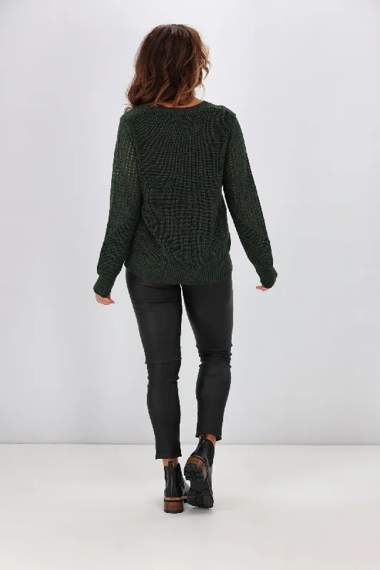 Gloss by Shine On Caeti Pointelle Knit Jumper Green