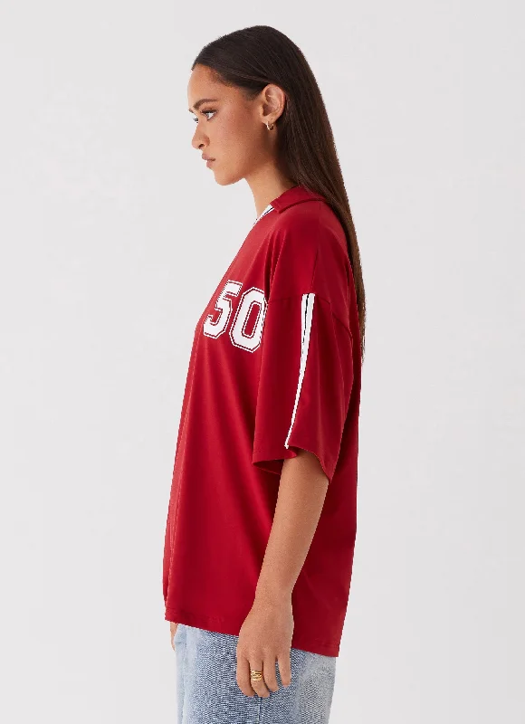 Jayde Jersey Top - Maroon