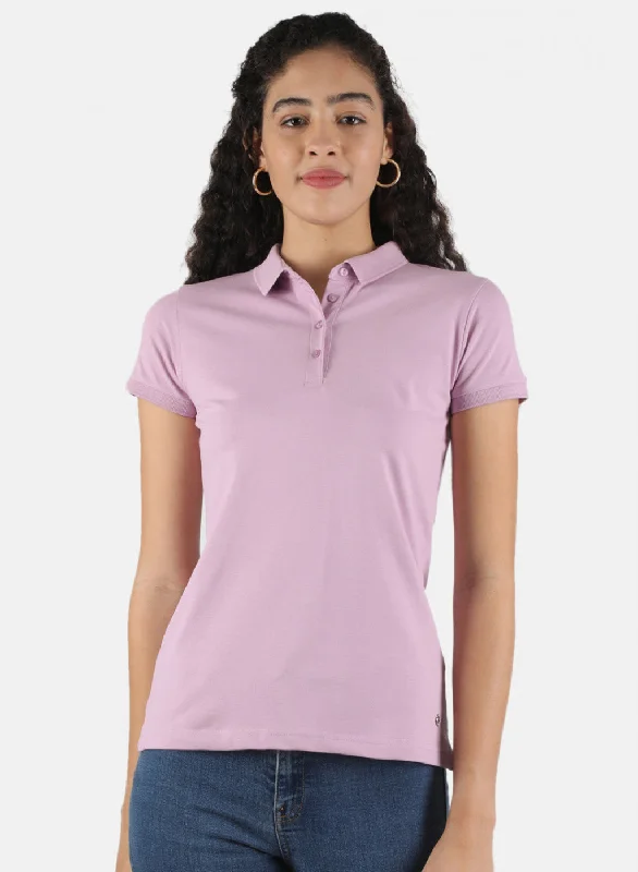 Women Purple Plain T-Shirt