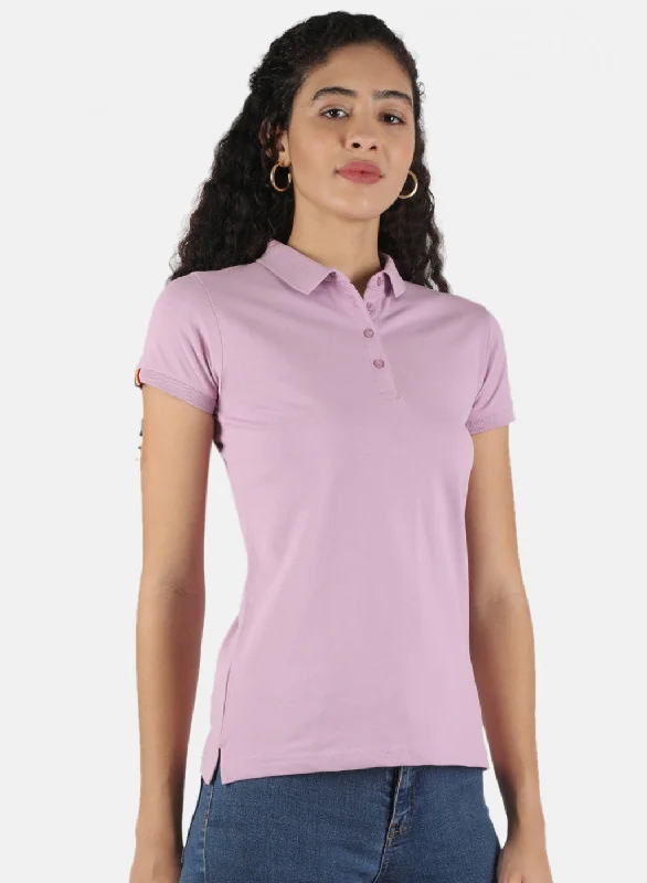 Women Purple Plain T-Shirt