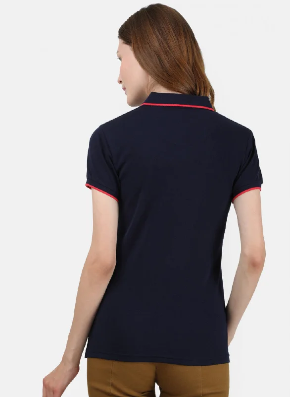 Womens NAvy Blue Plain T-Shirt