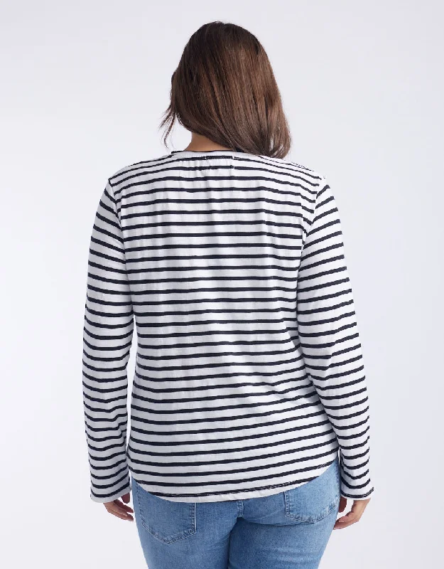 Original V-Neck Long Sleeve T-Shirt - Black/White Stripe