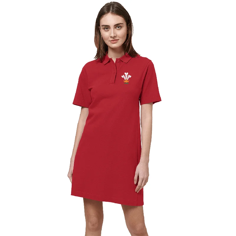 Womens Fashion Polo Shirt Dress - Cymru Feathers