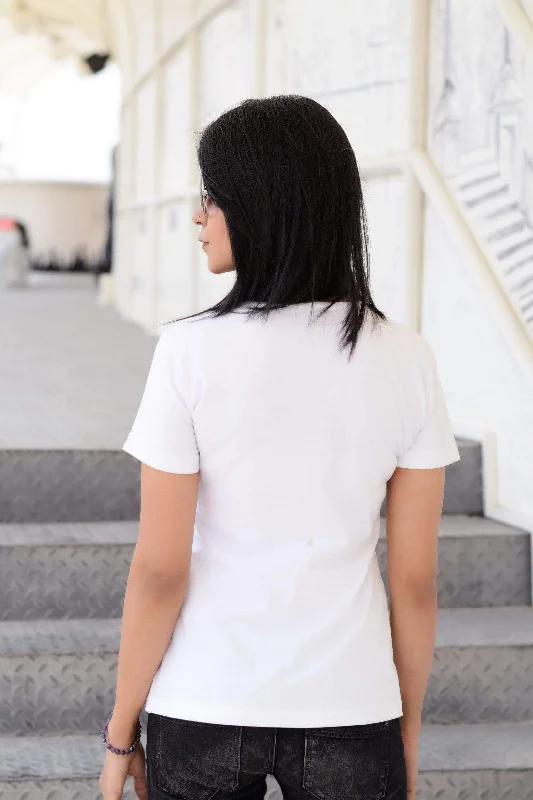 Women's Plain Round Neck T-shirt White