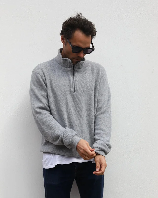 Merino Blend 1/4 zip | Silver Grey