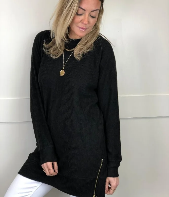 Black Ribbed Tunic Jumper