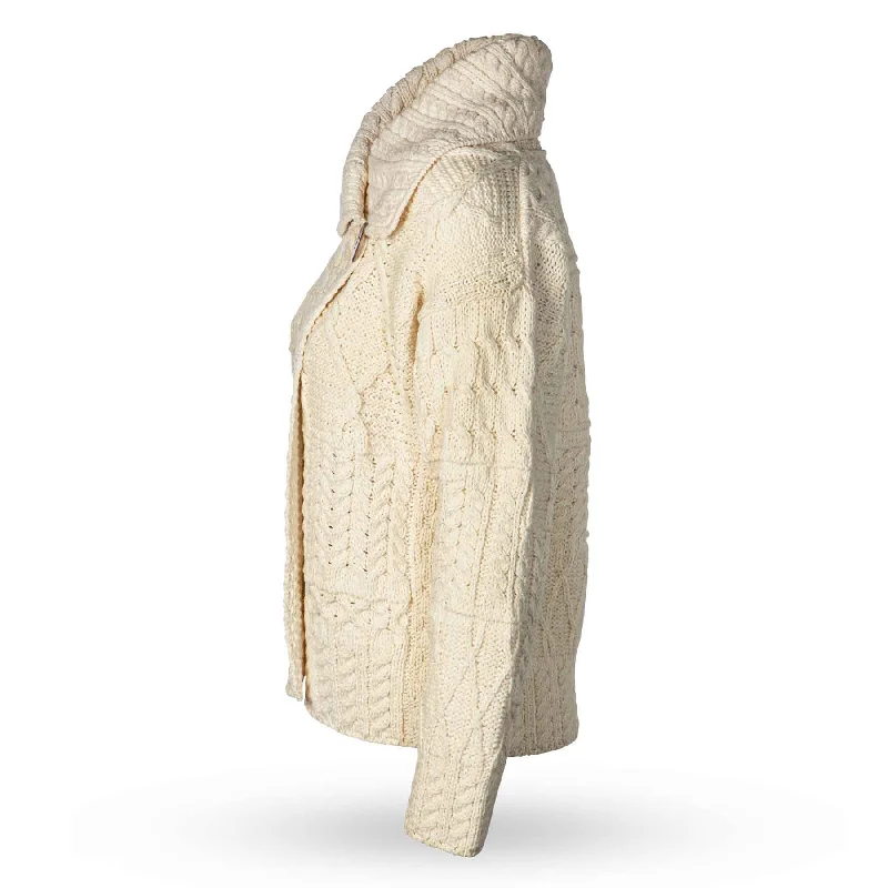 Patchwork Aran Knit Cardigan, Cream