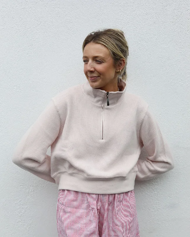 Cropped 1/4 Zip | Baby Pink