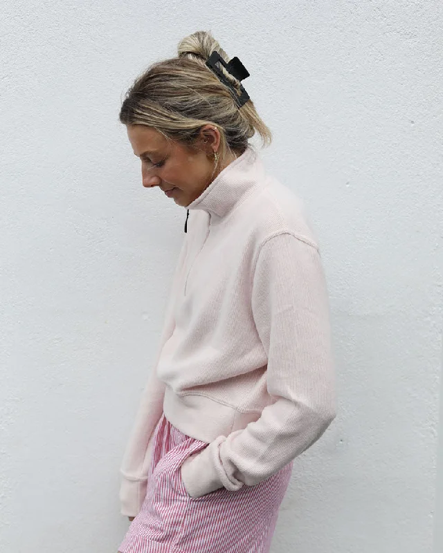 Cropped 1/4 Zip | Baby Pink