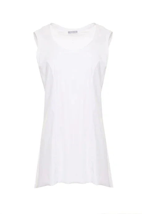 Naya White Round Neck Scoop Back Cami