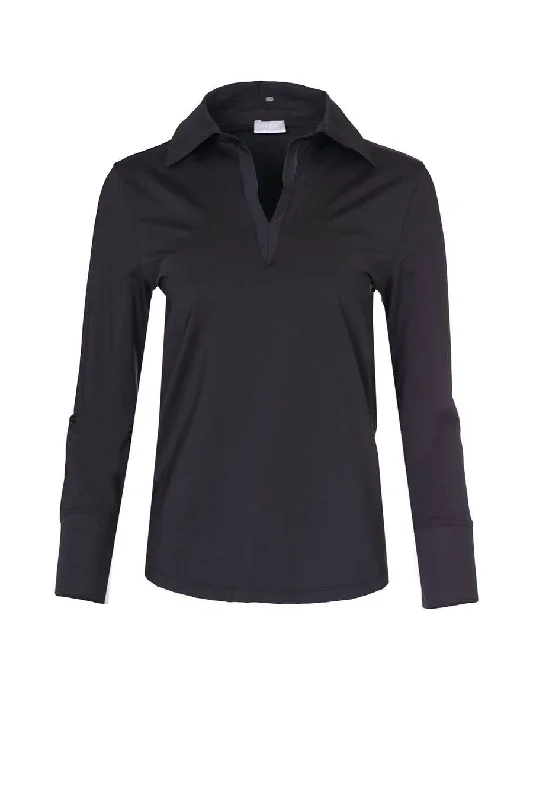 Naya Cotton Black Collar Cuff Top