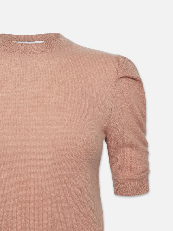 Ruched Sleeve Cashmere Sweater -- Blush