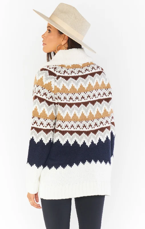 Sun Valley Pullover ~ Fair Isle with Faux Sherpa