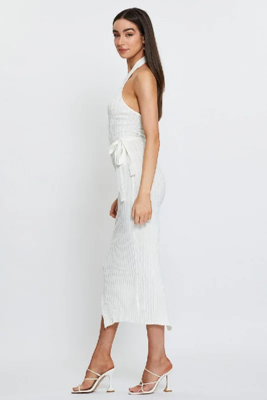 White Bodycon Dress Maxi Knit