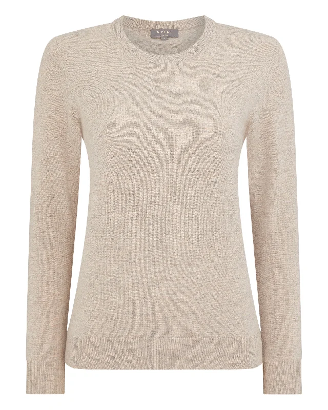 Women's Evie Classic Round Neck Cashmere Jumper Oatmeal Brown