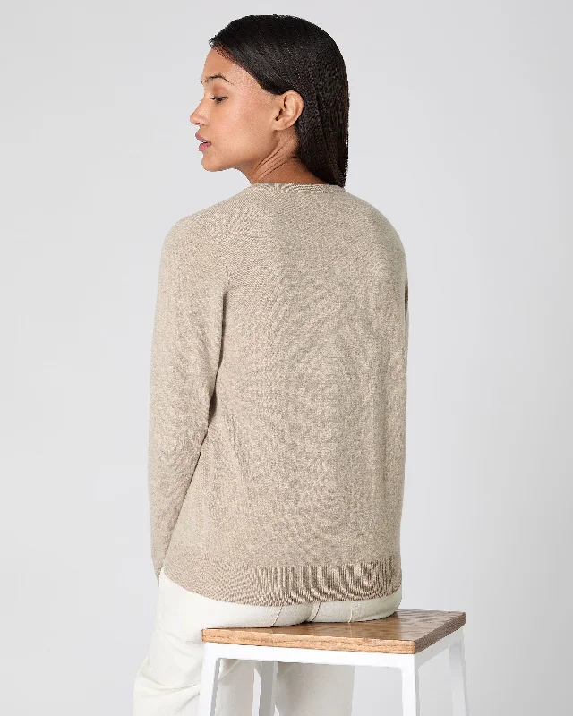 Women's Evie Classic Round Neck Cashmere Jumper Oatmeal Brown