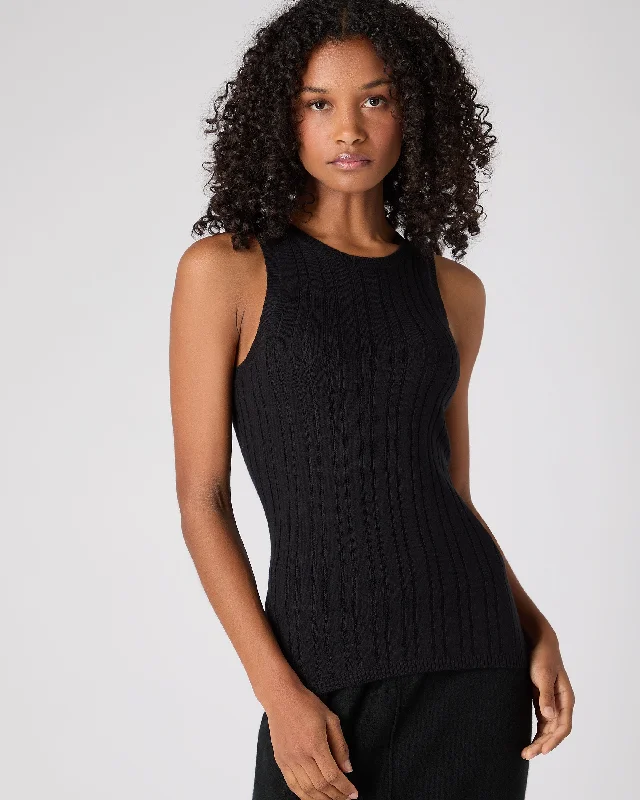 Women's Cotton Cashmere Silk Tank Top Black