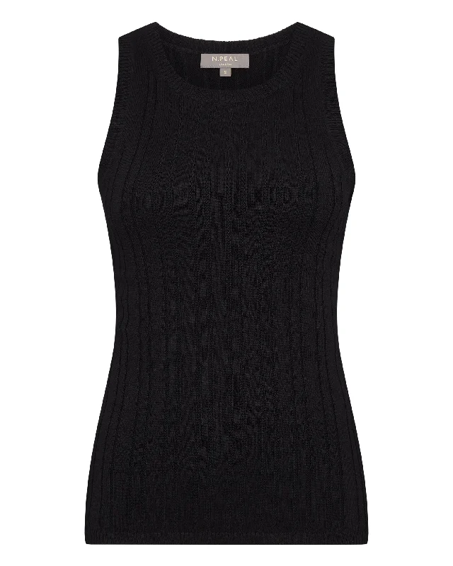 Women's Cotton Cashmere Silk Tank Top Black