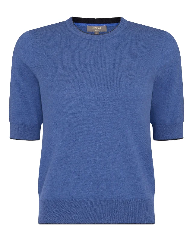 Women's Cotton Cashmere T-Shirt Denim Blue